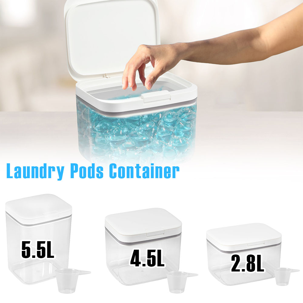 Meal Prep Jar - ภาชนะใส่ฝักสำหรับซักรีดกล่องเก็บของแบบใส2.8L/4.5L/5/5ลิตรพร้อมฝาปิดอัตโนมัติเคสซักผ้าแบบป๊อปอัพสำหรับห้องครัวห้องนอน