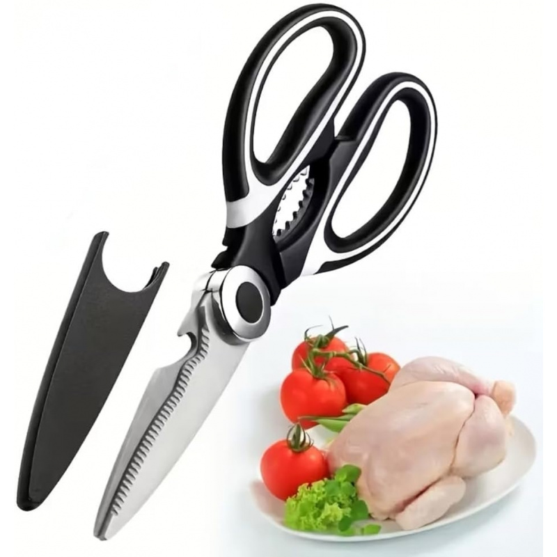 Meal Prep Chicken - กรรไกรครัวสแตนเลสอเนกประสงค์ ใบมีดคม ด้ามจับตามหลักสรีรศาสตร์ สำหรับไก่ ปลา บาร์บีคิว