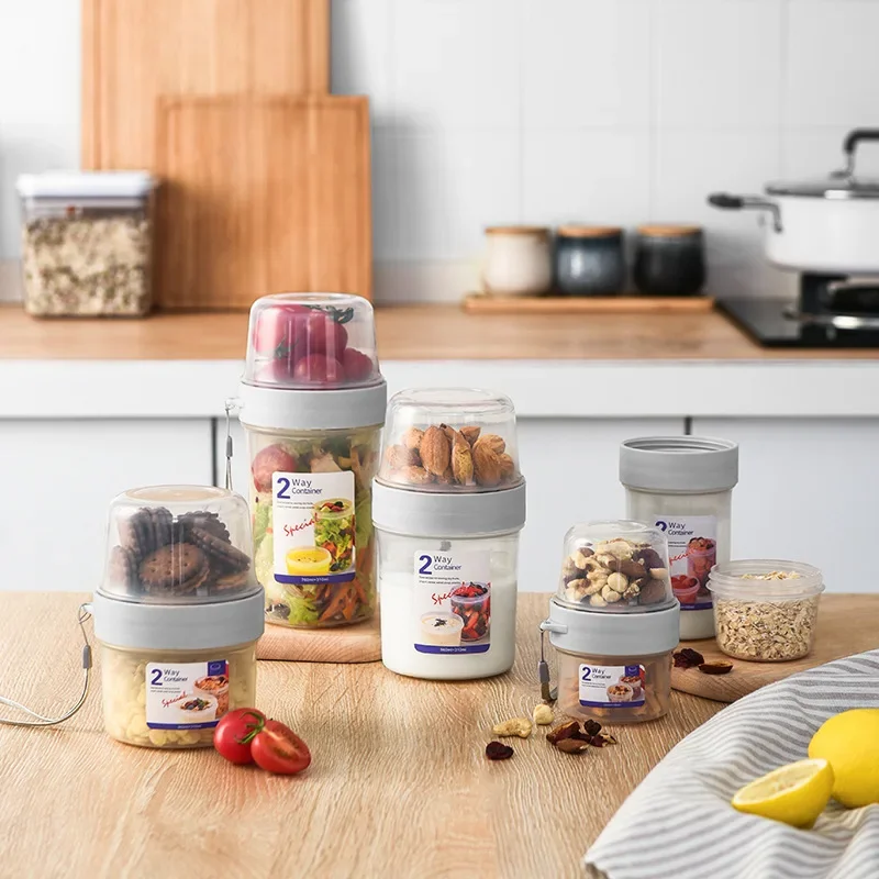 Meal Prep Jar - ชุดกล่องอาหารเช้าพร้อมฝาปิด ประกอบด้วย ข้าวโอ๊ต ซีเรียล ถั่ว โยเกิร์ต