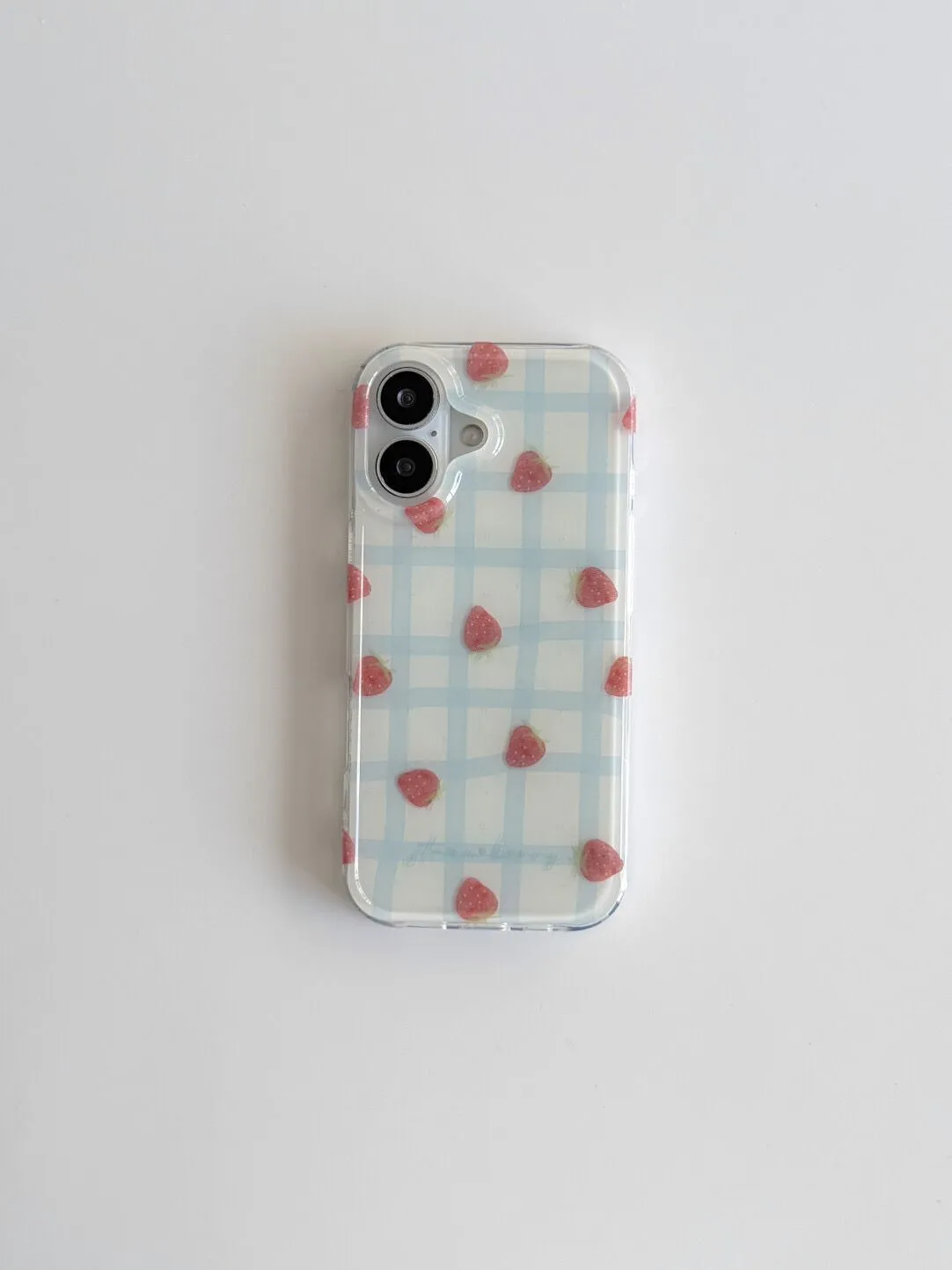 Strawberry Huller - เคสโทรศัพท์ลายตารางสีฟ้าสดใส ดีไซน์หรูหรา สำหรับ iPhone 17 AIR