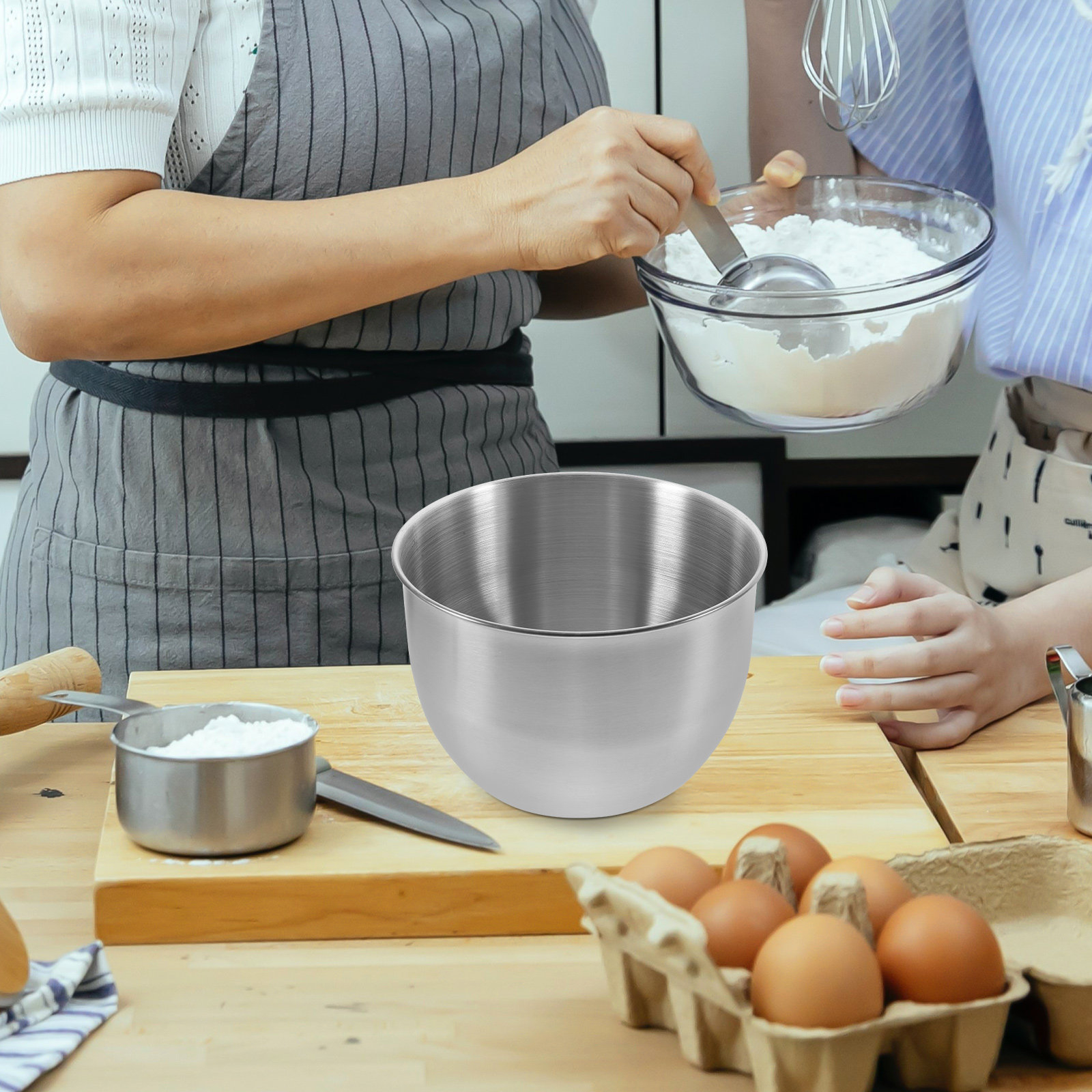 Meal Prep Bowl - ชามผสมสแตนเลสหนา ชามโลหะหนาสำหรับทำอาหาร อบขนม นวดแป้ง สลัด เตรียมอาหาร