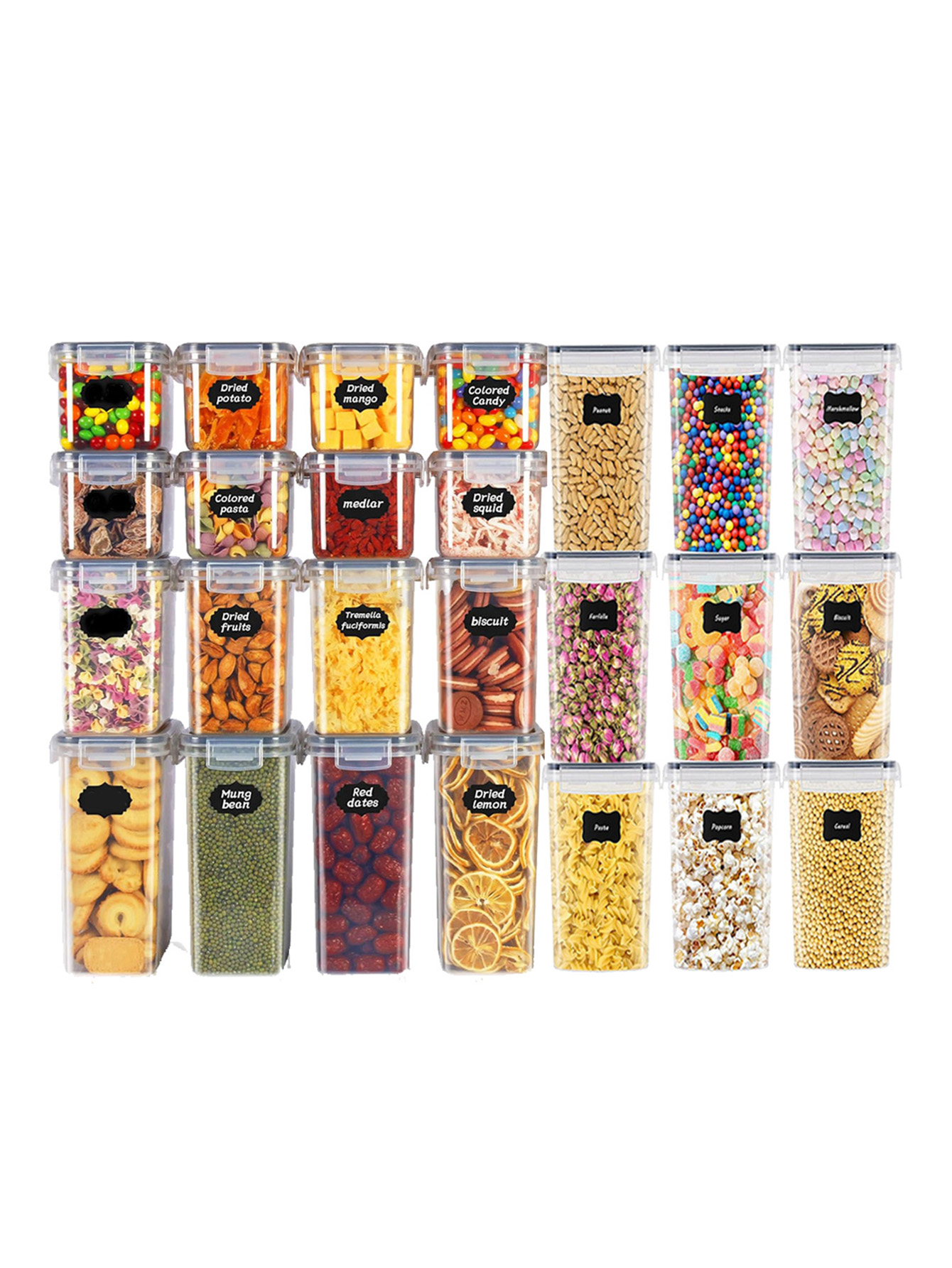 Meal Prep Jar - 48 ชิ้น, ภาชนะเก็บอาหารแบบมีฝาปิด, ภาชนะพลาสติกสำหรับห้องครัว, กระปุกเก็บของแห้งสำหรับแลคโตส, ธัญพืช,