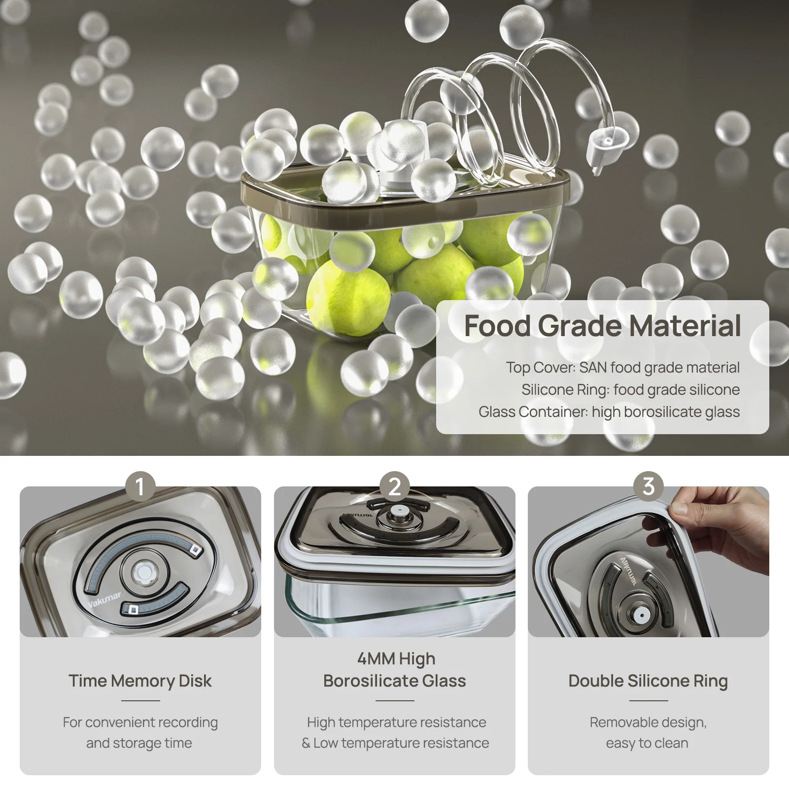 Vakumar ภาชนะเก็บอาหารแก้วปิดผ - Meal Prep Glass Containers With Lids บทวิจารณ์และราคา