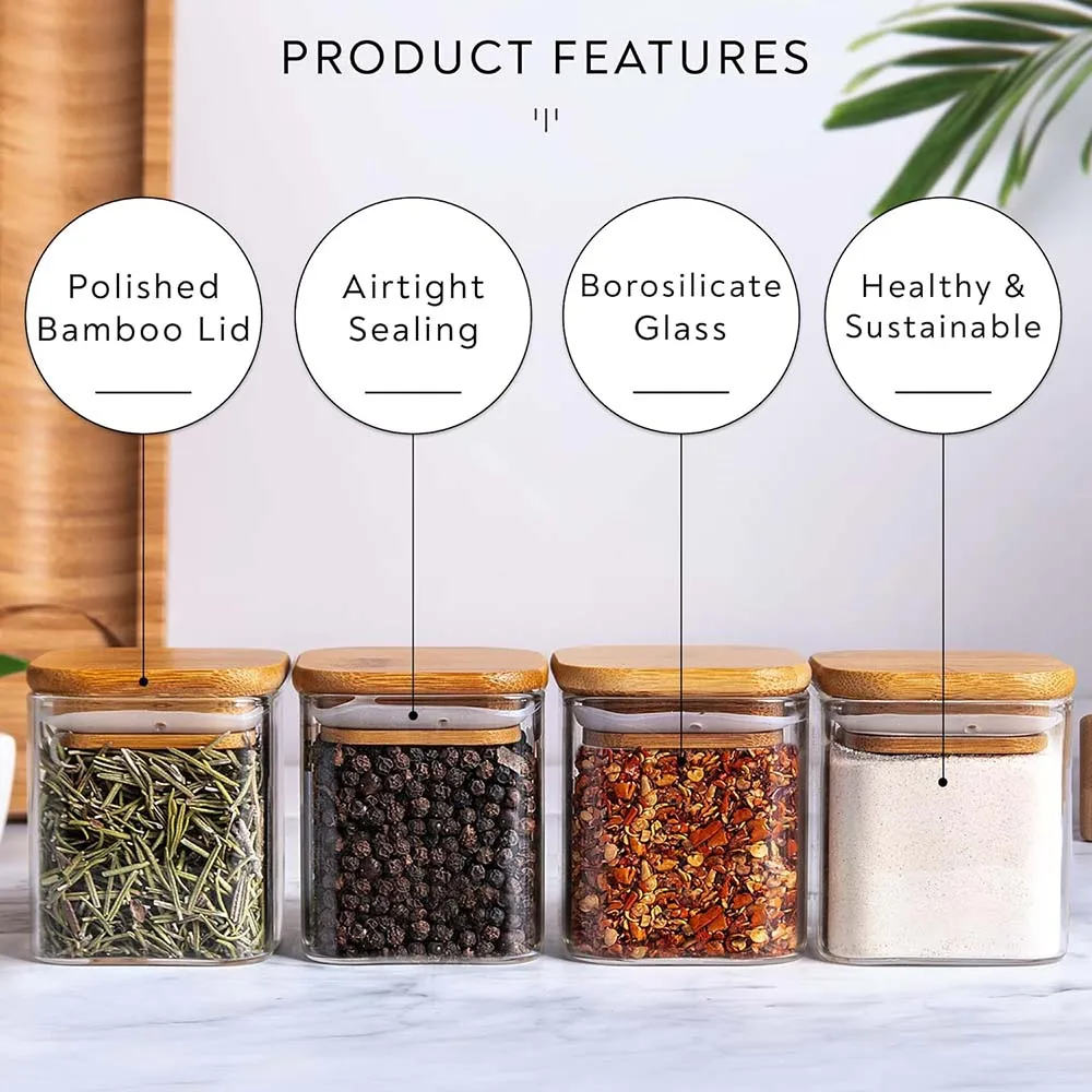 5oz Square Spice Jars พร้อมฝาป - Meal Prep Glass Containers With Lids บทวิจารณ์และราคา