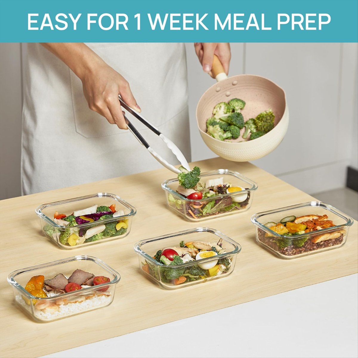 (ESTR) ชุดกล่องแก้วเก็บอาหาร 5 - Meal Prep Glass Containers With Lids บทวิจารณ์และราคา