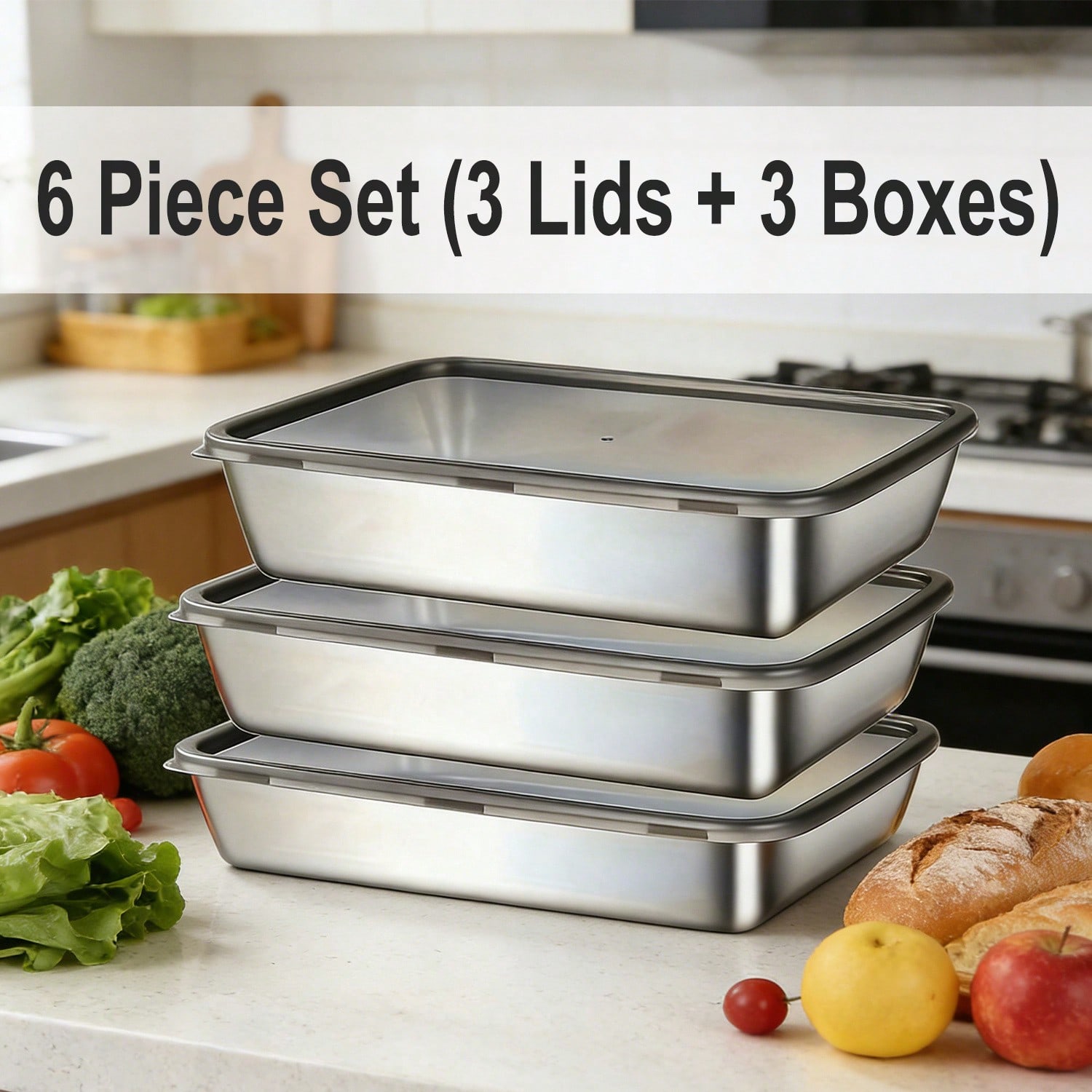 ชุดภาชนะเก็บอาหารสแตนเลส 6 ชิ้ - Meal Prep Easy บทวิจารณ์และราคา