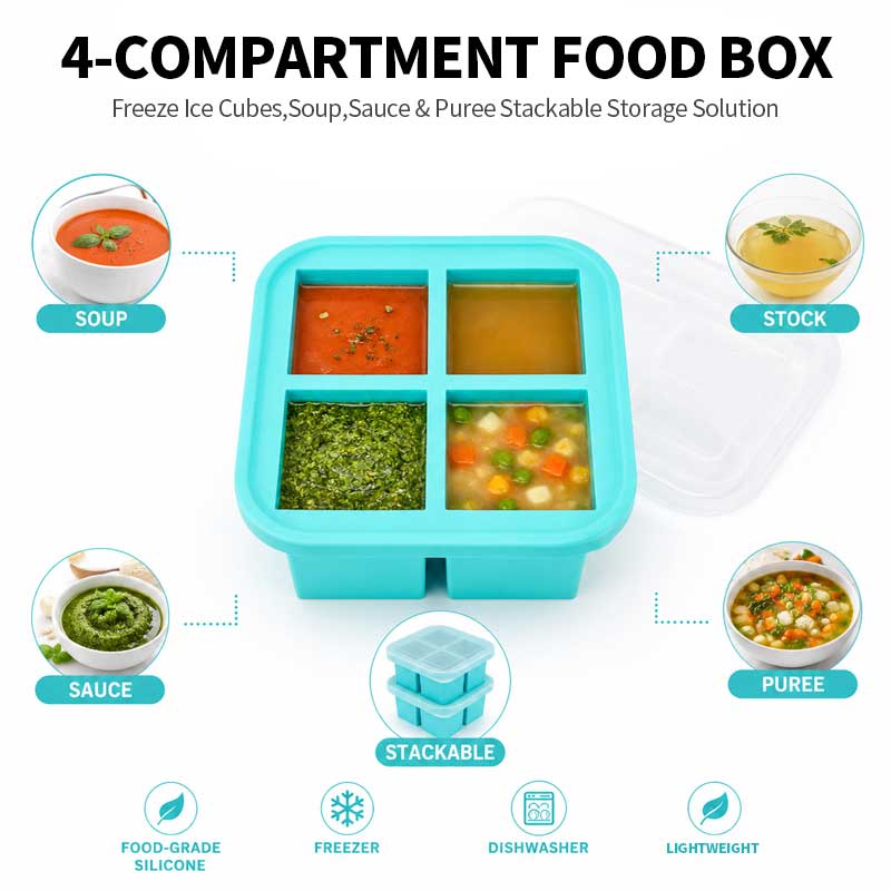 กล่องเก็บอาหารซิลิโคน 4 ช่องพร - Meal Prep Easy บทวิจารณ์และราคา