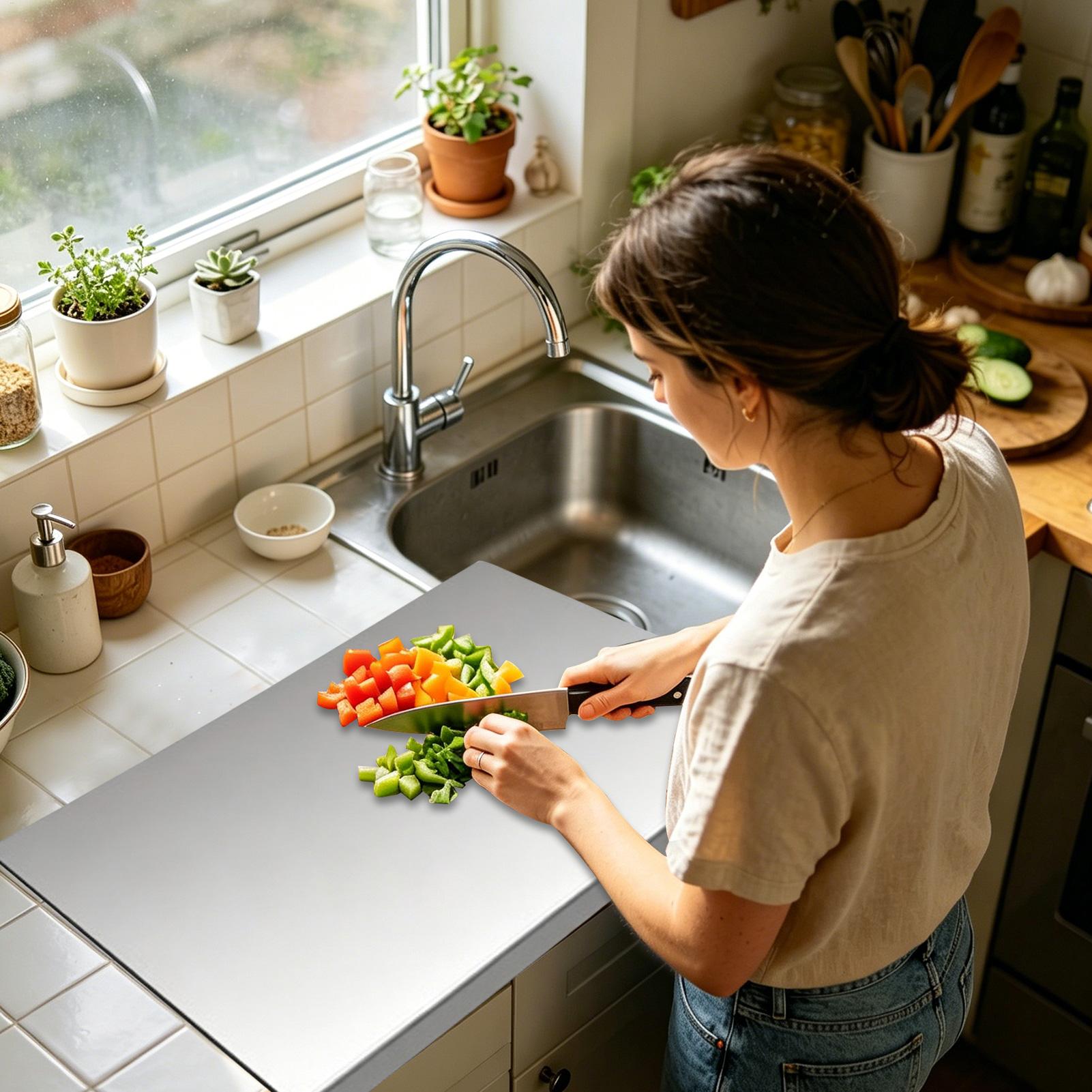 เขียงสแตนเลสสำหรับครัว ป้องกัน - Meal Prep Easy บทวิจารณ์และราคา