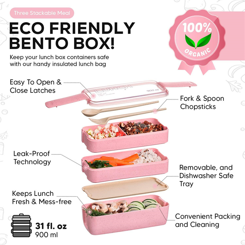 3-In-1ช่องข้าวสาลีฟางกล่อง Ben - Meal Prep Bowl บทวิจารณ์และราคา