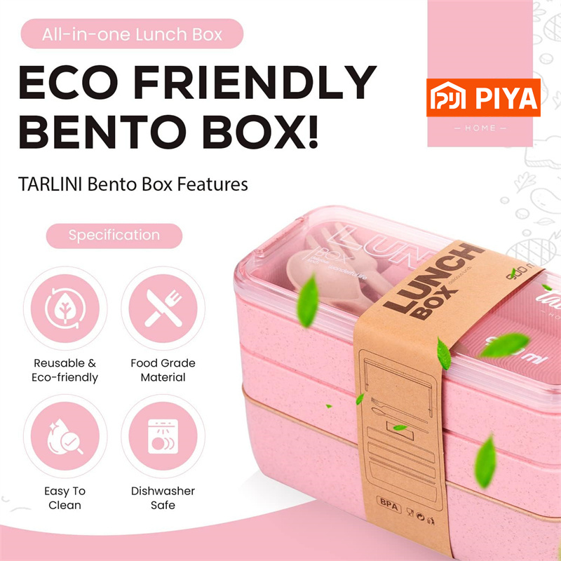 3-In-1ช่องข้าวสาลีฟางกล่อง Ben - Meal Prep Bowl บทวิจารณ์และราคา