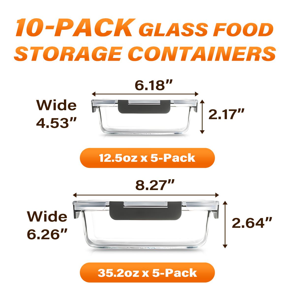 ชุดภาชนะเก็บอาหารแก้ว 10 ชิ้น  - Meal Prep Glass Containers With Lids บทวิจารณ์และราคา