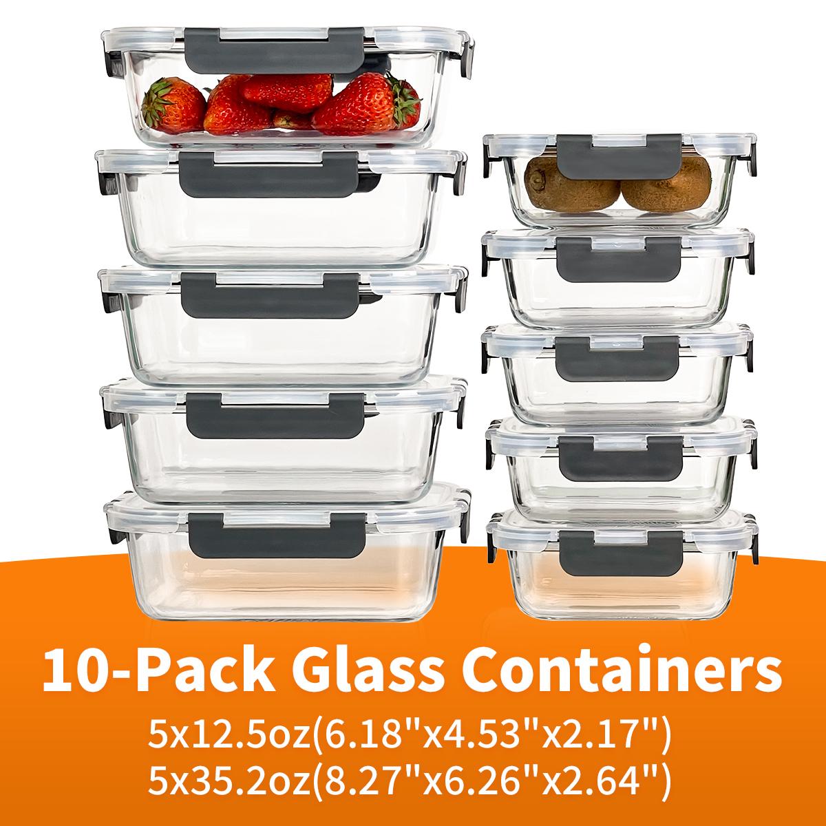 ชุดภาชนะเก็บอาหารแก้ว 10 ชิ้น  - Meal Prep Glass Containers With Lids บทวิจารณ์และราคา