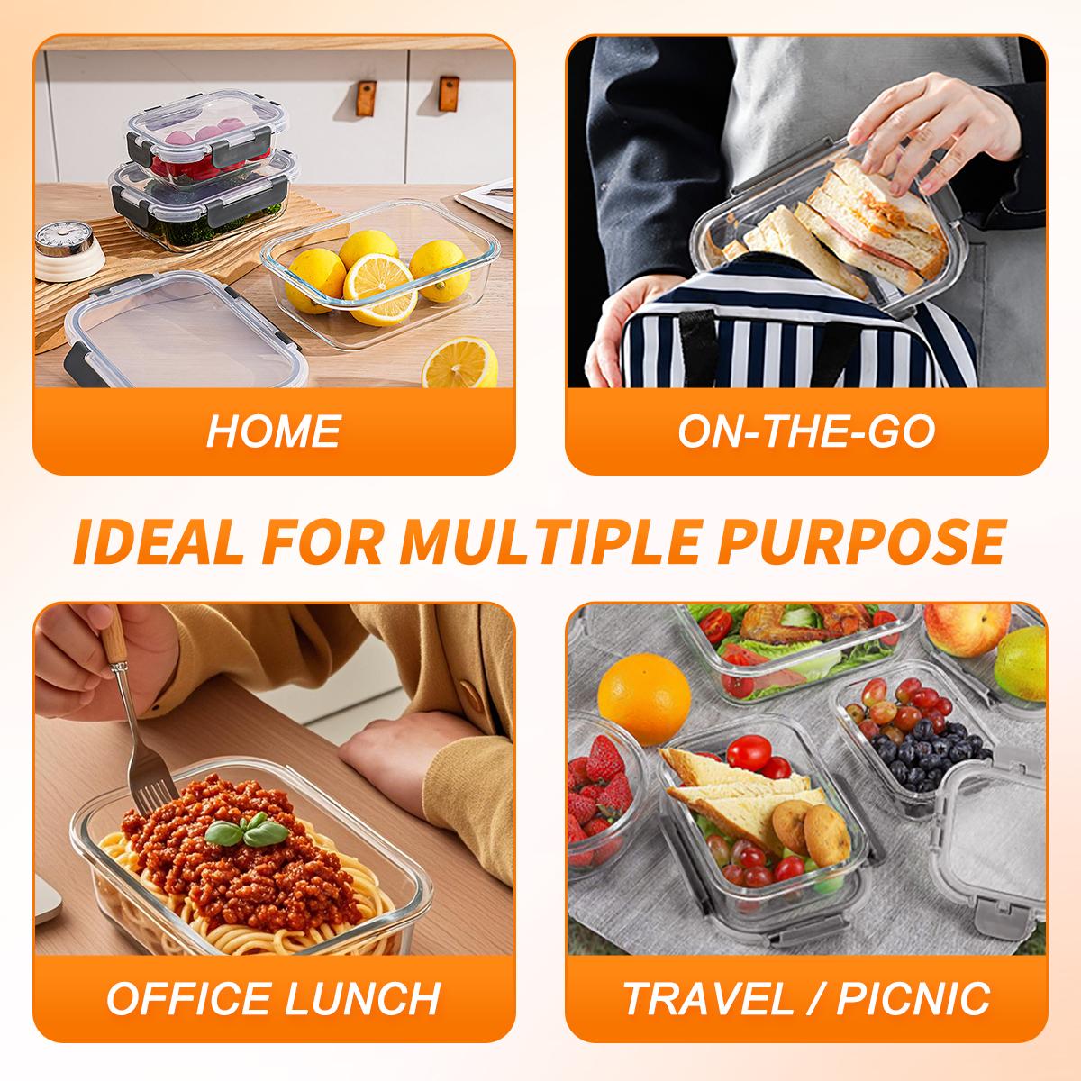 ชุดภาชนะเก็บอาหารแก้ว 10 ชิ้น  - Meal Prep Glass Containers With Lids บทวิจารณ์และราคา